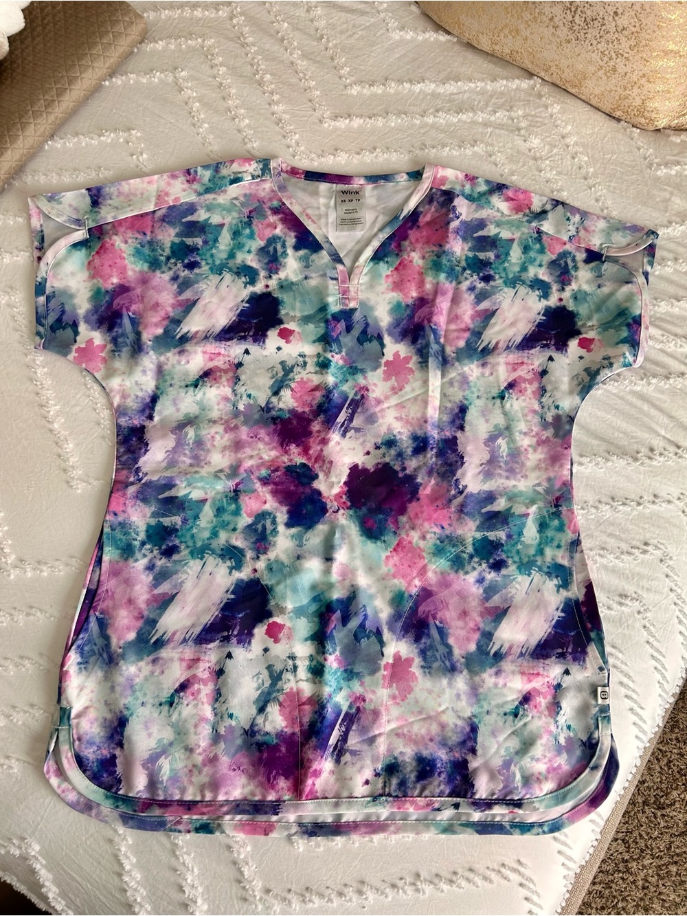 Wink Purple Teal Pink Abstract Brushstroke Women's scrub top
